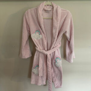 Girls Jessica Simpson Pink Fleece Robe Size M (10/12) Rainbow Applique